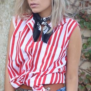 Red & White Collared Tie Shirt